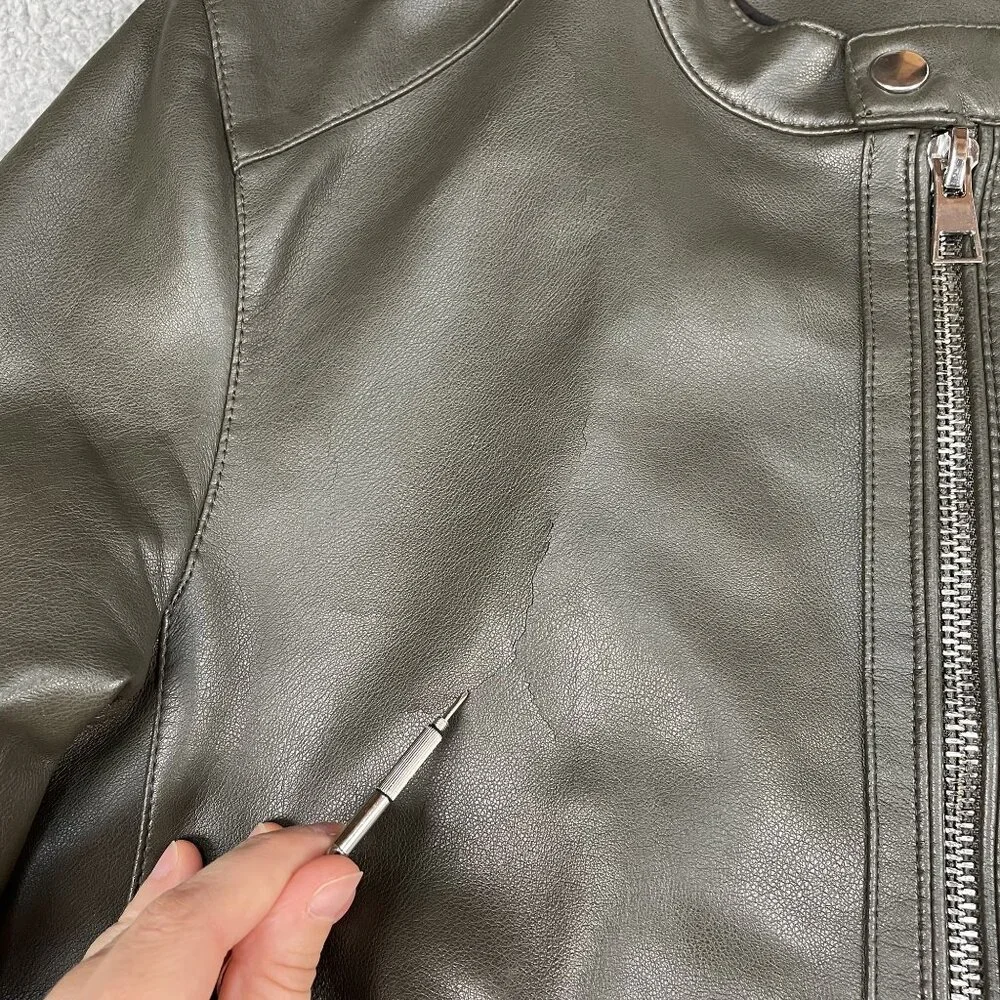 Zara Brown Faux Leather Moto‎ Jacket Sz Medium